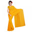 Generic Women's Georgette Plain Saree With Blouse (Gold, 5-6 Mtrs)