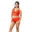Generic Women's Lace Bra And Panty Set Self Design Lingerie Set (Red)