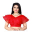 Generic Women's Nylon Diamond Work Readymade Blouse (Red, Size: Free Size)