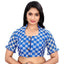 Generic Women's Cotton Blend Checks Readymade Blouse (Blue, Size: Free Size)