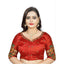 Generic Women's Malai Silk Floral Readymade Blouse (Red, Size: Free Size)