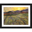 Generic Wheat Field With Rising Sun 1889 Painting With Wood Photo Frame (Multicolor)