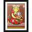 Generic Ganesh Parvati Painting With Wood Photo Frame (Multicolor)