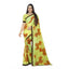 Generic Women's Georgette Floral Print Saree With Unstitched Blouse 5.5Mtr (Brown-Mustard)