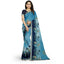 Generic Women's Georgette Floral Print Saree With Unstitched Blouse 5.5Mtr (Light Blue)