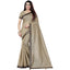 Generic Women's Cotton Silk Checkered Saree With Unstitched Blouse 5.5Mtr (Cream)