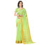 Generic Women's Cotton Silk Striped Saree With Unstitched Blouse 5.5Mtr (Green)