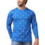 Generic Men's Casual Cotton Printed Round Neck Full Sleeve T-Shirt (Blue)