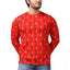 Generic Men's Casual Cotton Printed Round Neck Full Sleeve T-Shirt (Red)