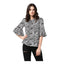 Generic Women's Polyester Animal Print Bell Sleeve Top (Black - White)