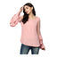 Generic Women's Polyester Solid Tier Sleeve Top (Pink)