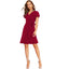 Generic Women's Knitting stretchable Solid V Neck Flaired Sleeve Dress (Maroon )