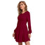 Generic Women's Knitting stretchable Solid Round Neck Full Sleeve Dress (Maroon)