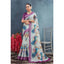 Generic Women's Linen Floral Printed Saree With Unstitched Blouse 5.5Mtr (Magenta)