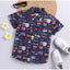 Generic Boy's Cotton Blend Printed Short Sleeve Shirt (Navy Blue)