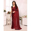 Generic Women's Black Berry Striped Ready-to-Wear Saree With Unstitched Blouse 5.5 Mtr (Red-Black)