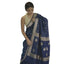 Generic Women's Cotton Printed Saree With Unstitched Blouse 5.5Mtr (Navy Blue)