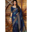 Generic Women's Litchi silk Printed Saree With Unstitched Blouse (Blue)