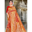 Generic Women's Litchi silk Printed Saree With Unstitched Blouse (Red)