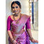 Generic Women's Litchi silk Printed Saree With Unstitched Blouse (Pink)