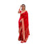 Generic Women's Litchi silk Printed Saree With Unstitched Blouse (Red)