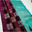 Generic Women's Litchi silk Printed Saree With Unstitched Blouse (Maroon With Turquise Green)