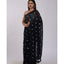 Generic Women's Linen Printed Saree With Unstitched Blouse 5.5Mtr (Black)