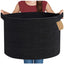 Generic Cotton 14x12 Inch Pack of 1 Storage Basket For Clothes (Black)