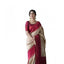 Generic Women's Soft Lichi Silk Printed Saree With Unstitched Blouse 5.5Mtr (Cream)