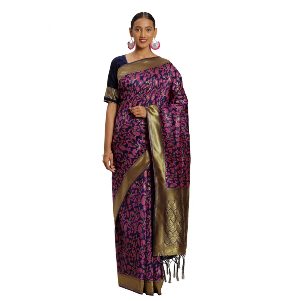 Generic Women's Banarasi silk Saree with Blouse (Multi, 5-6mtr) Main image