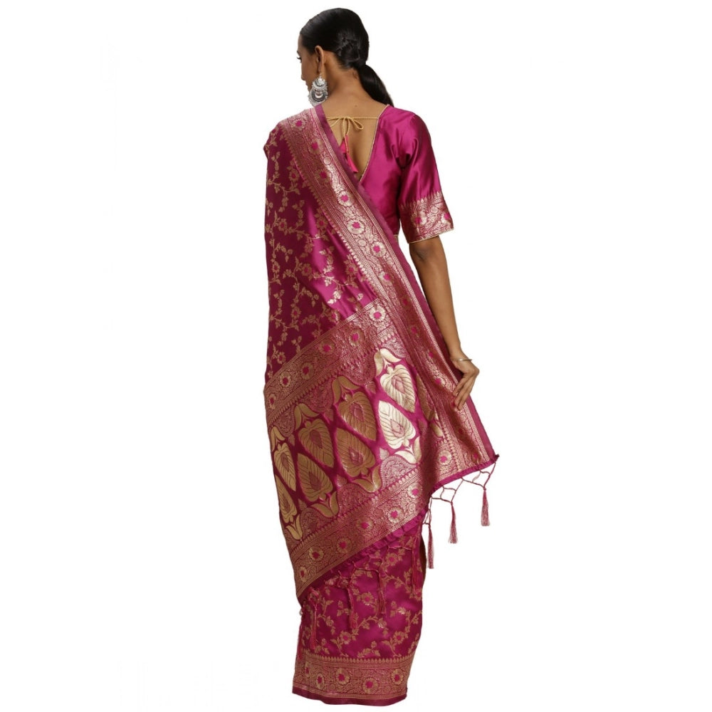 Generic Women's Banarasi Silk Saree (Pink, 5-6mtrs) Secondary image