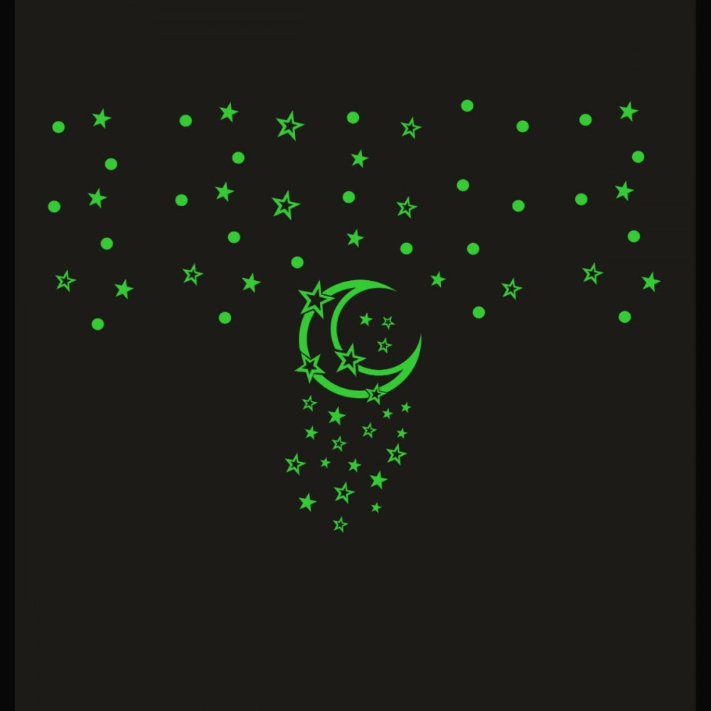 Generic Green Galaxy Of Stars With Moon Radium Wall Sticker Secondary image