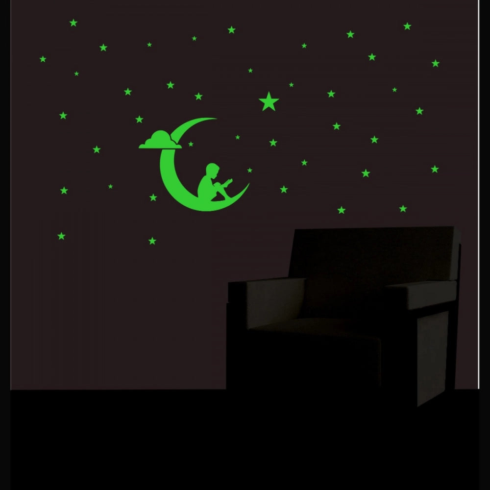 Generic Green Galaxy Of Stars With Moon Radium Wall Sticker Secondary image