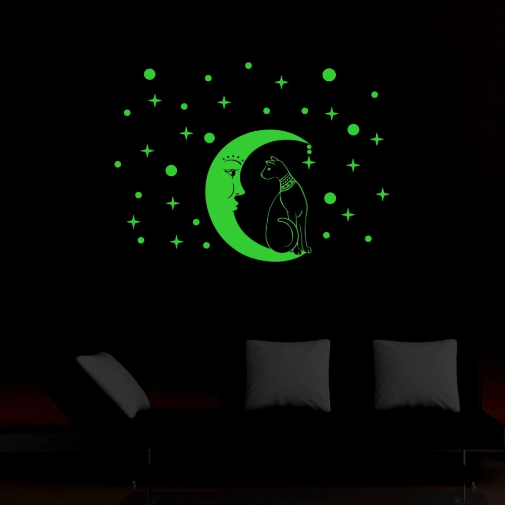 Generic Green Galaxy Of Stars With Moon Radium Night Glow Wall Sticker Secondary image