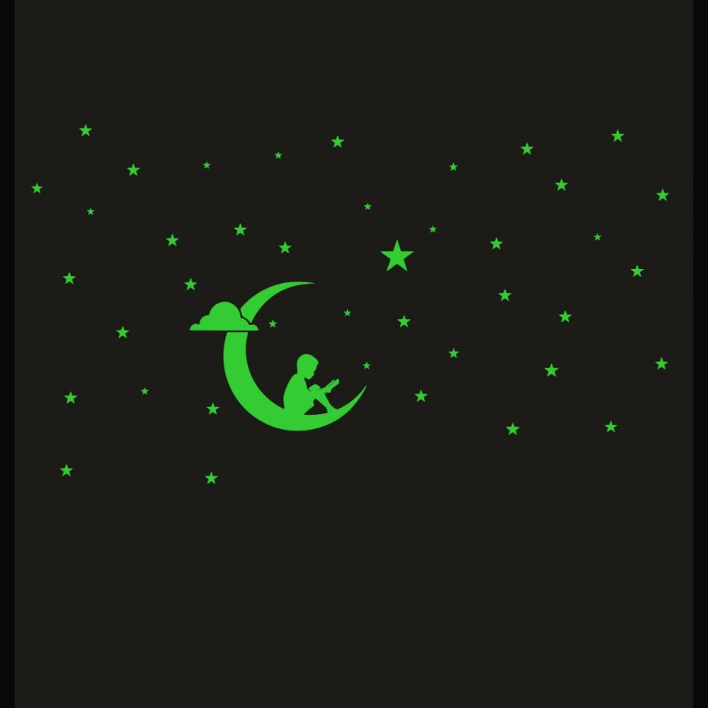 Generic Green Galaxy Of Stars With Moon Radium Wall Sticker Main image