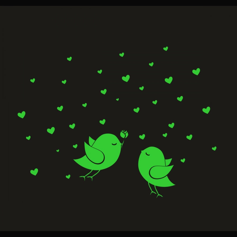Generic Green Birds And Star Radium Wall Sticker Main image
