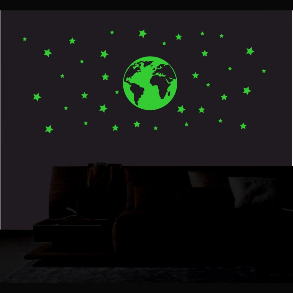Generic Green Star And Earth Decorative Radium Sticker Wall Sticker Secondary image
