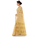 Generic Women's Kota Doria Cotton Saree With Blouse (Chikoo,6-3 Mtrs)