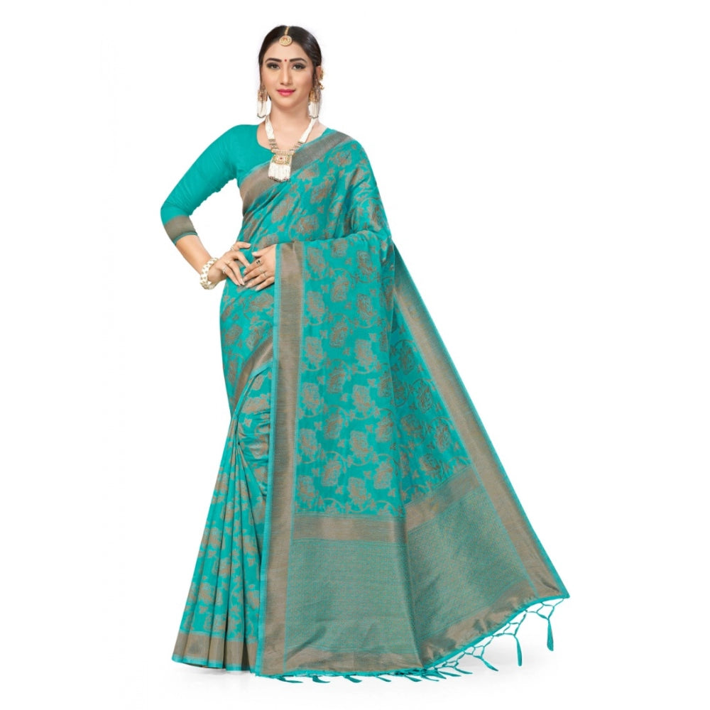 Generic Women's Banarasi (Spun Cotton) Saree (Firoji,5-6 Mtrs) Main image