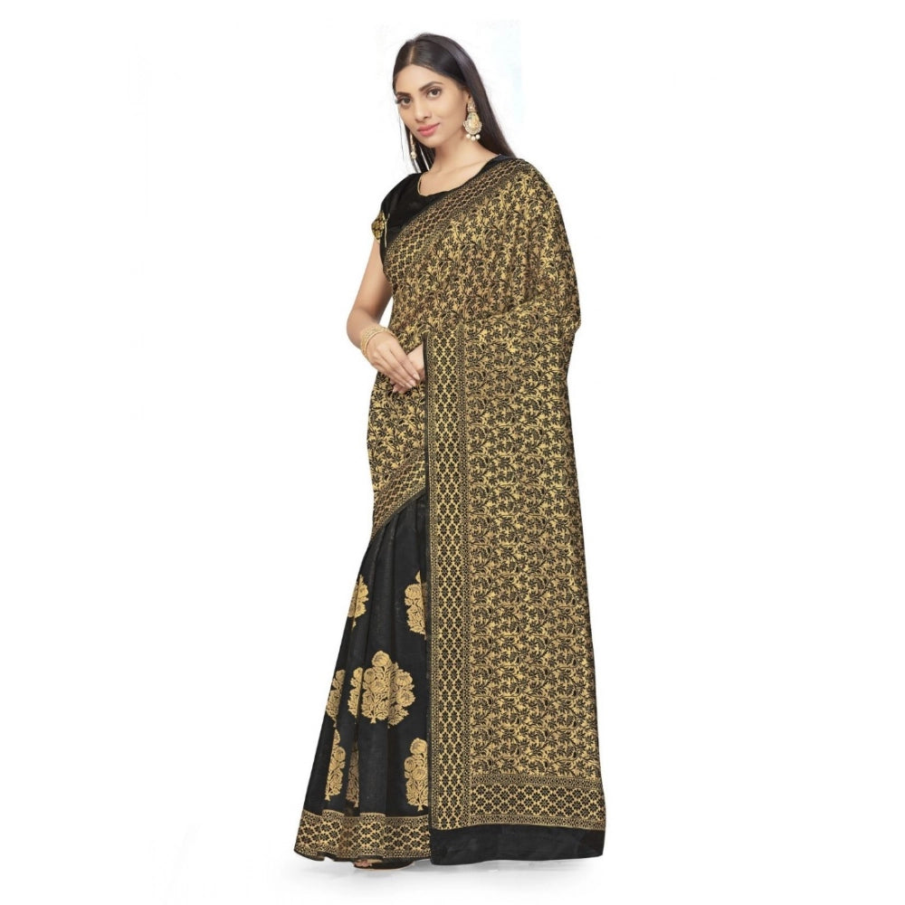 Generic Women's Banarasi Silk Saree (Black,5-6 Mtrs) Secondary image