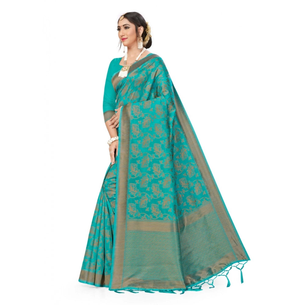 Generic Women's Banarasi (Spun Cotton) Saree (Firoji,5-6 Mtrs) Secondary image