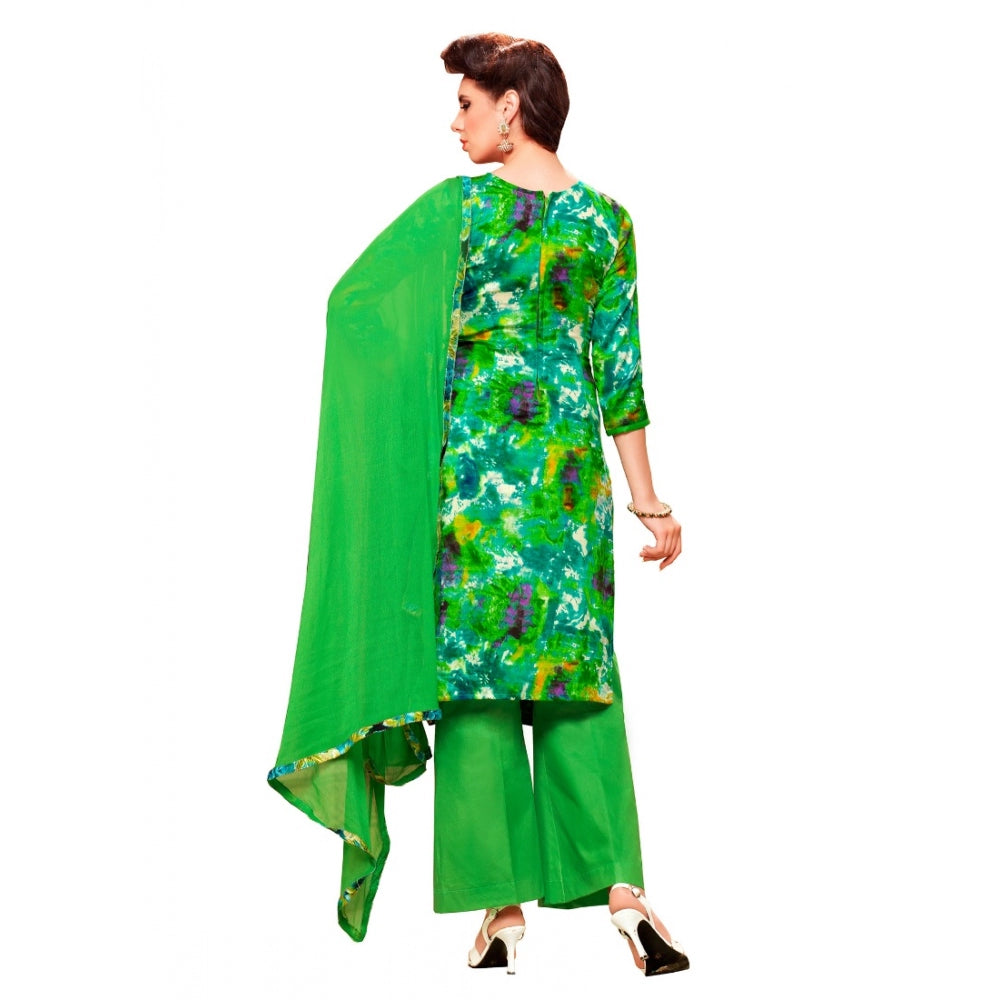 Generic Women's Glaze Cotton Unstitched Salwar Suit-Material With Dupatta (Green &amp; Multi,2.3 Mtrs) Secondary image