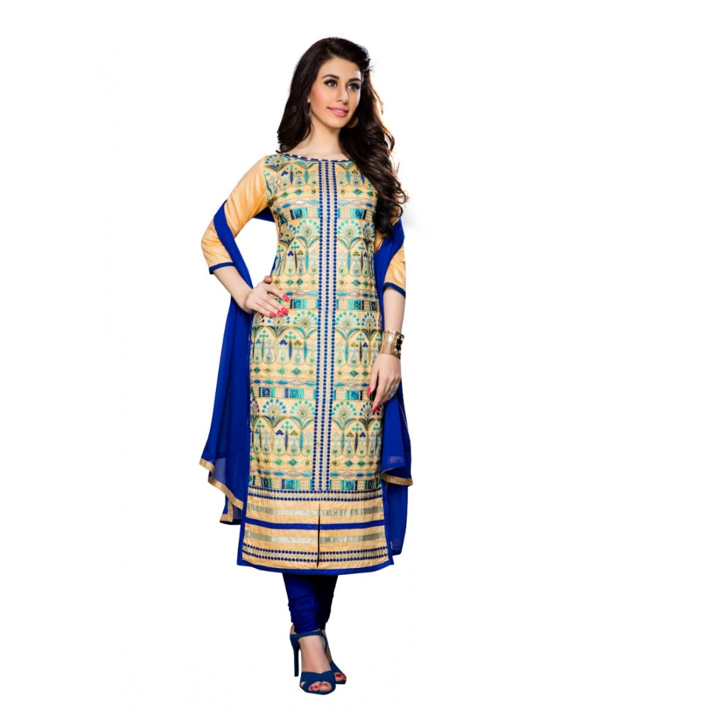 Generic Women's Cotton Unstitched Salwar Suit-Material With Dupatta (Beige,2.3 Mtrs) Main image