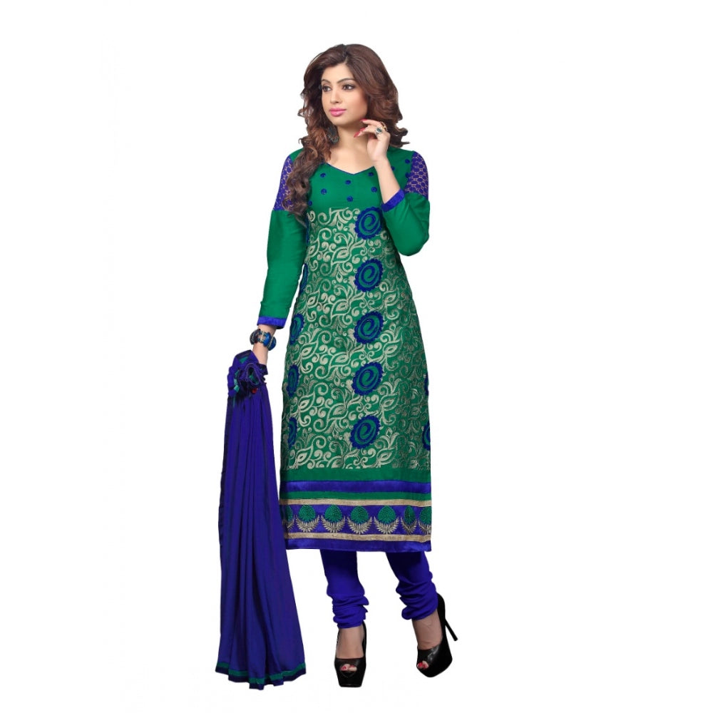 Generic Women's Glaze Cotton Unstitched Salwar Suit-Material With Dupatta (Green,2.2 Mtrs) Main image