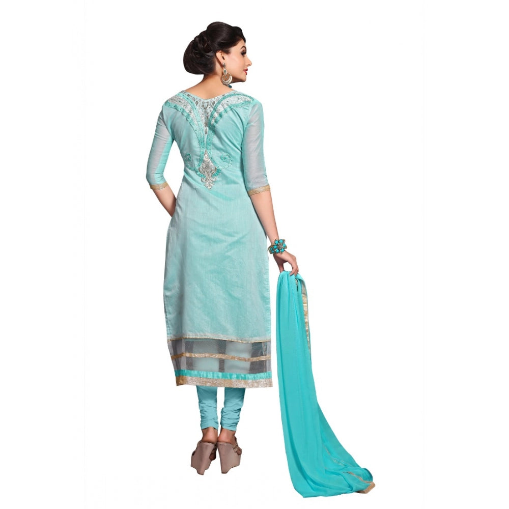 Generic Women's Chanderi Unstitched Salwar Suit-Material With Dupatta (Light Sea Green,2.3 Mtrs) Secondary image