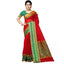 Generic Women's Kota Doria Cotton Border Saree With Blouse (Red, 5-6 Mtrs)