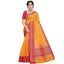 Generic Women's Kota Doria Cotton Bordered Saree With Blouse (Gold, 5-6 Mtrs)