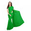 Generic Women's Georgette Plain Saree With Blouse (Dark Green, 5-6 Mtrs)