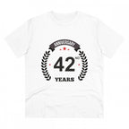 Generic Men's PC Cotton 42nd Anniversary Printed T Shirt (Color: White, Thread Count: 180GSM)