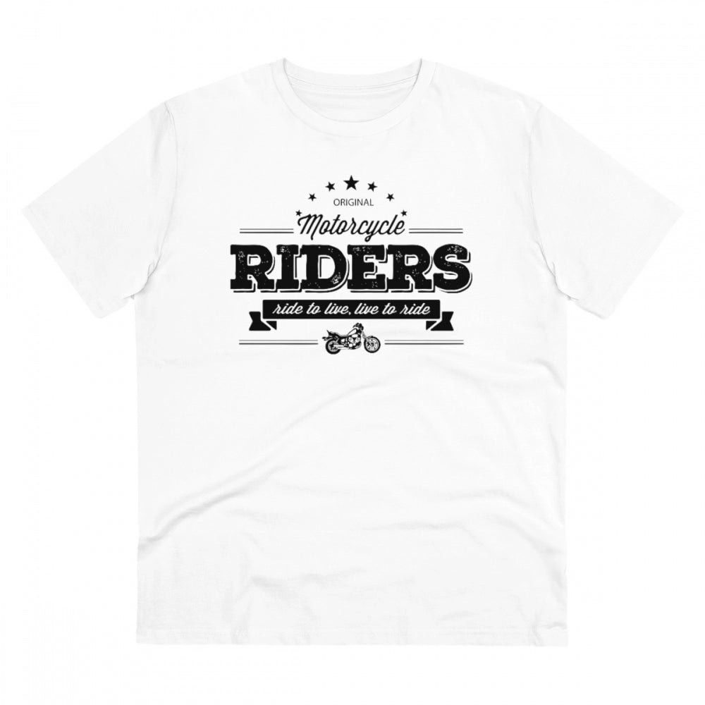 Generic Men's PC Cotton Bike Ride Design Printed T Shirt (Color: White, Thread Count: 180GSM) Main image